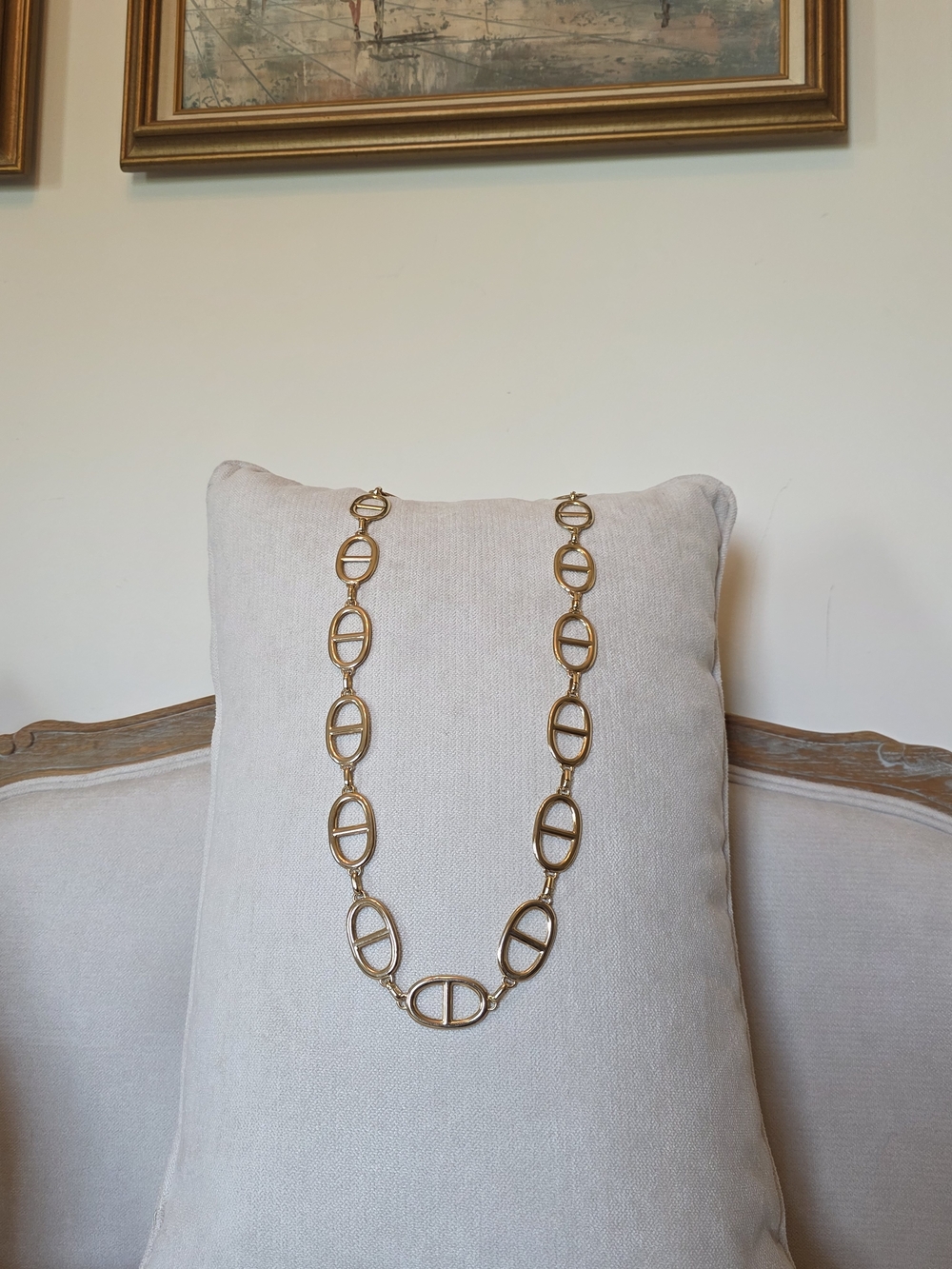 Michael Kors Gold Tone Logo Link Necklace Statement Chain - Long - Picture 3 of 5